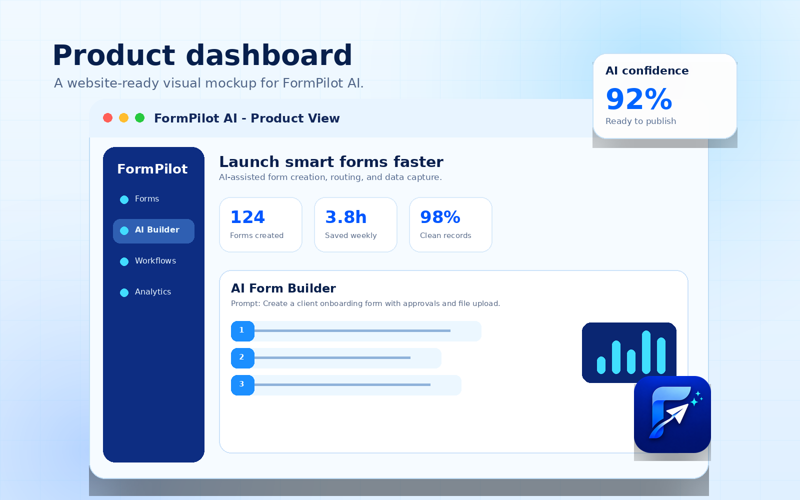 FormPilot AI product dashboard mockup
