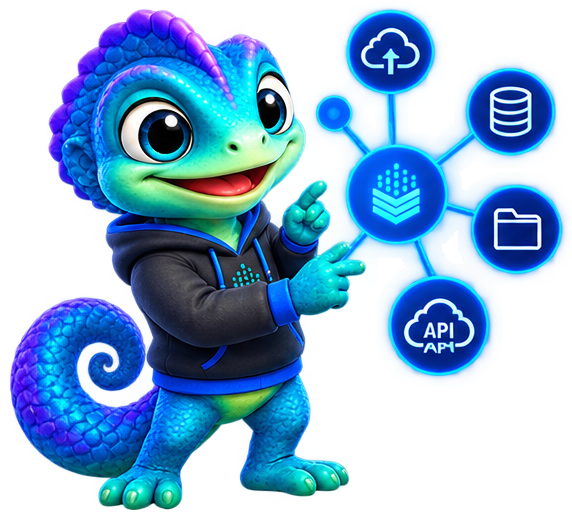 Tamivra mascot connecting enterprise data sources