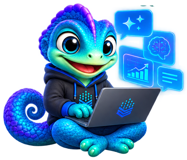 Tamivra AI Copilot mascot analyzing data