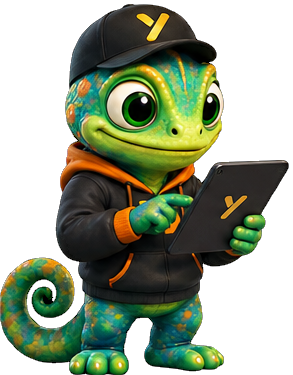 Xyvaro mascot with tablet