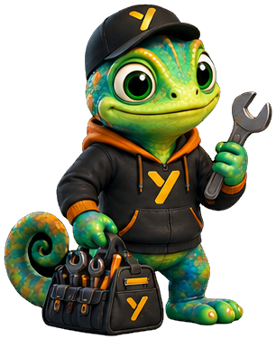 Xyvaro mascot with wrench