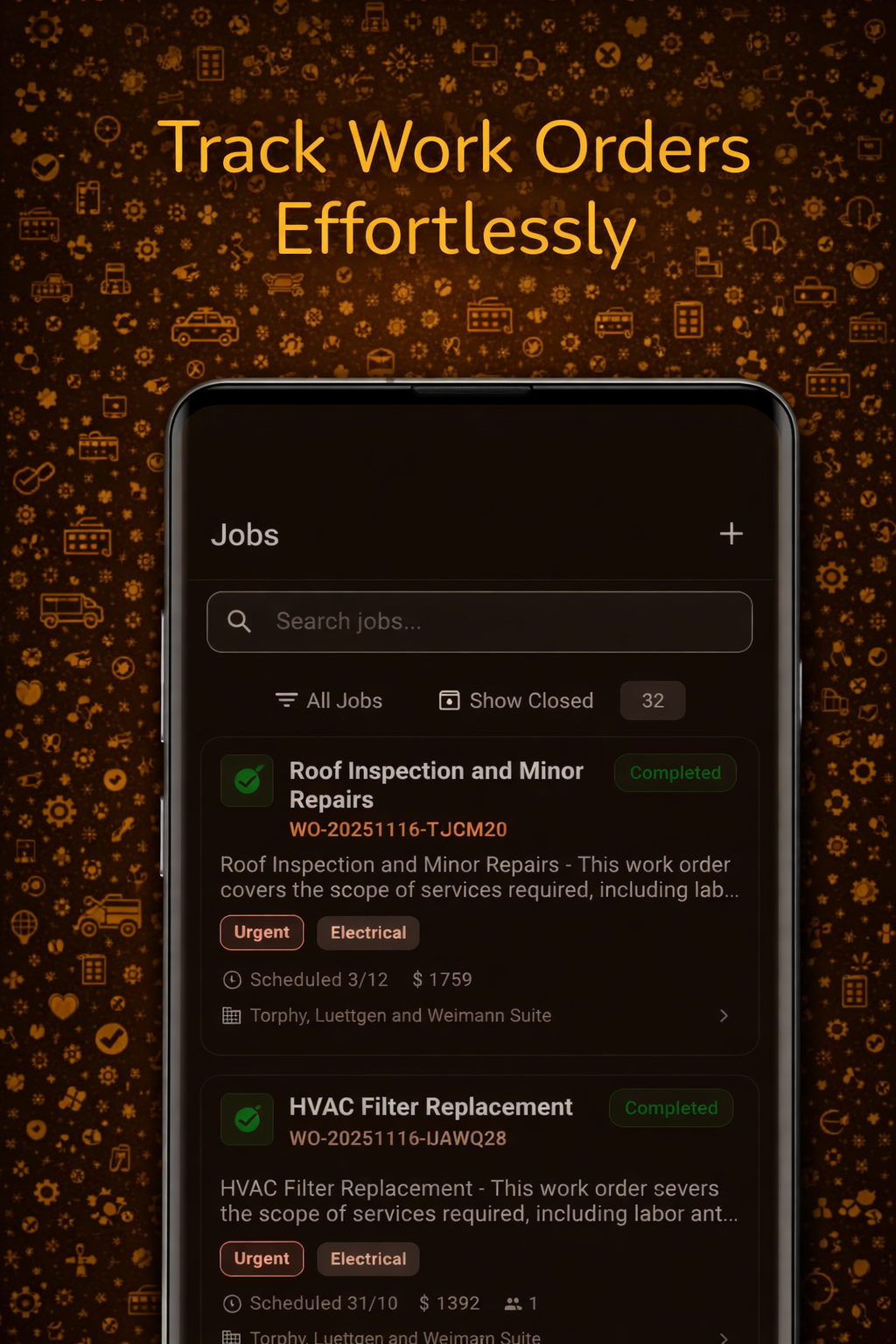 Track work orders effortlessly